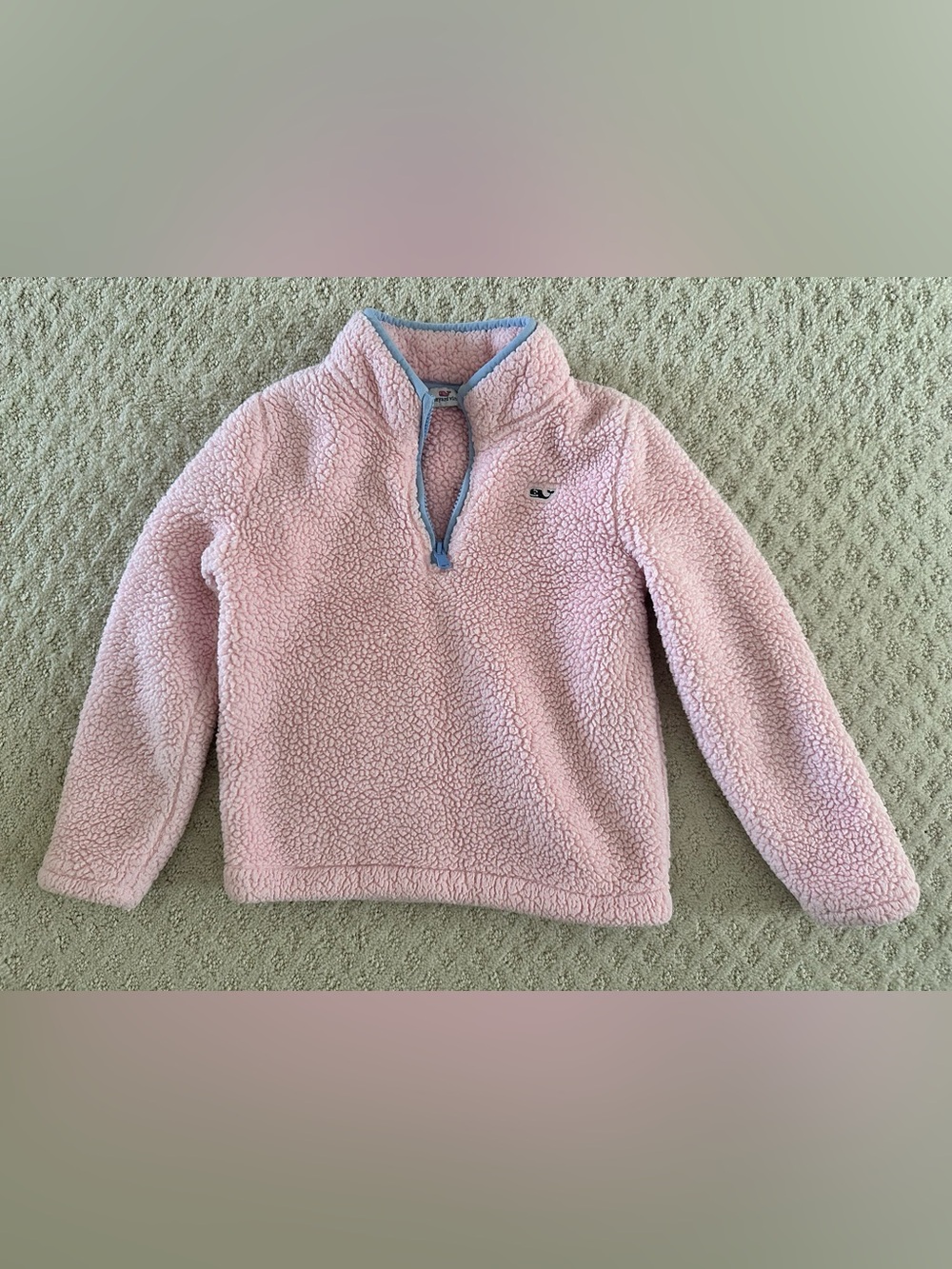 Vineyard Vines Girls Pink Sherpa Quarter Zip Pullover Fleece XS (5-6)